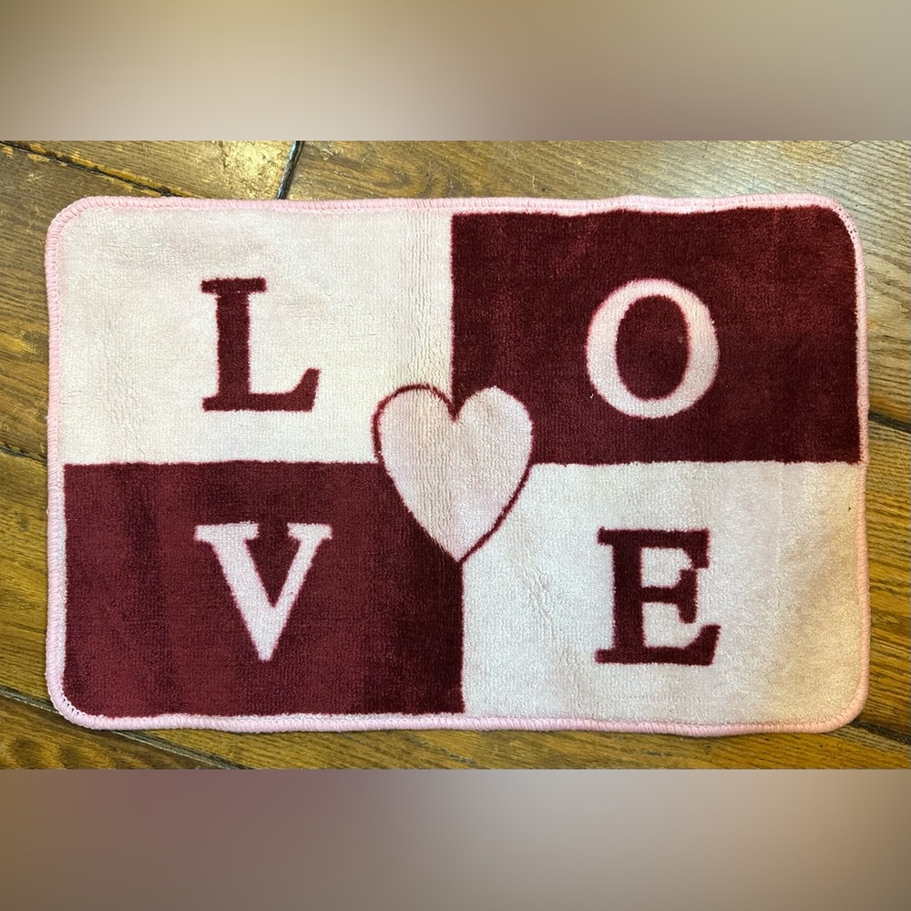 “LOVE” Pink & Red Bath Mat 25” X 16”